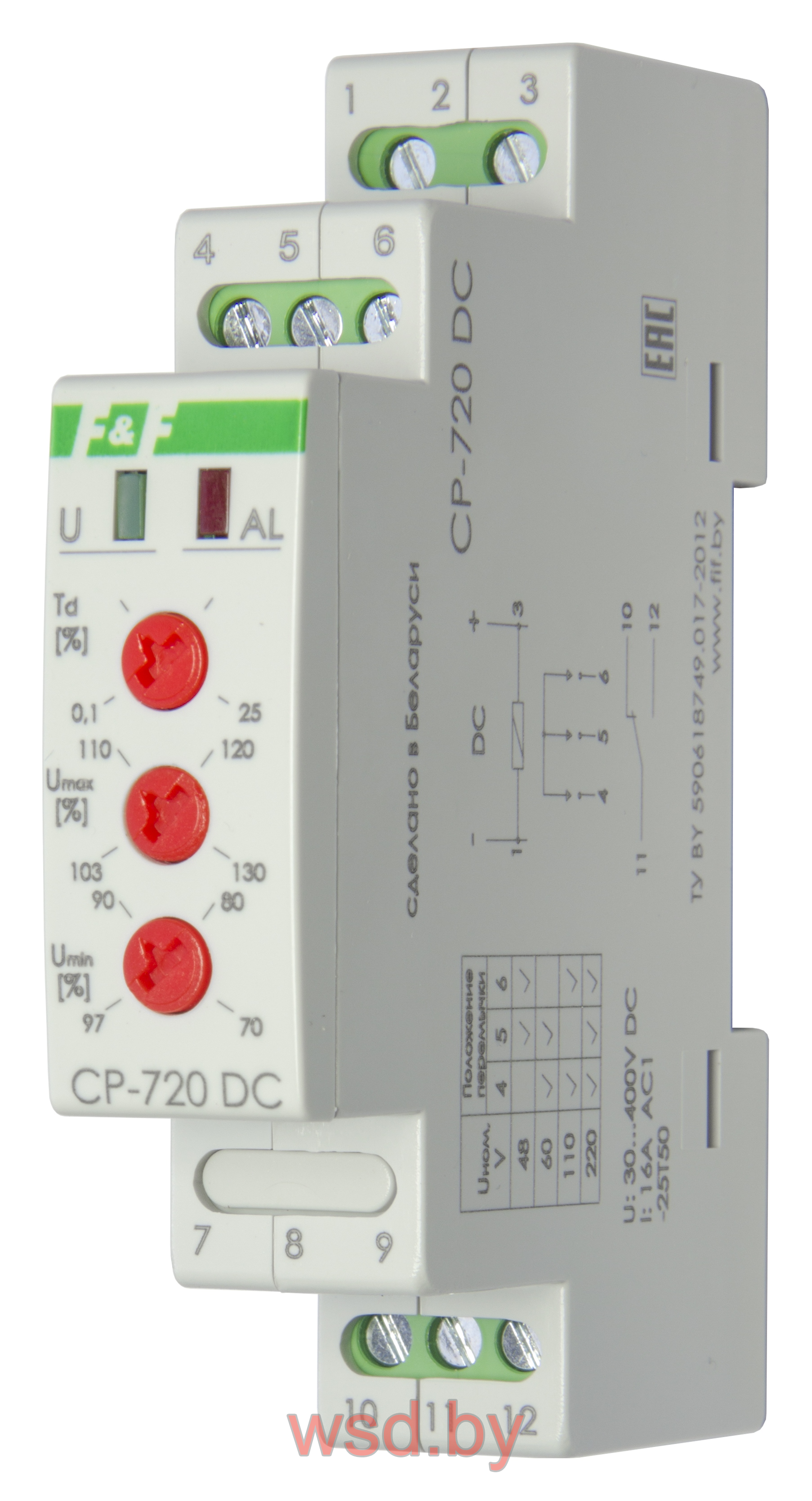 Реле контроля напряжения CP-720 DC однофазное
